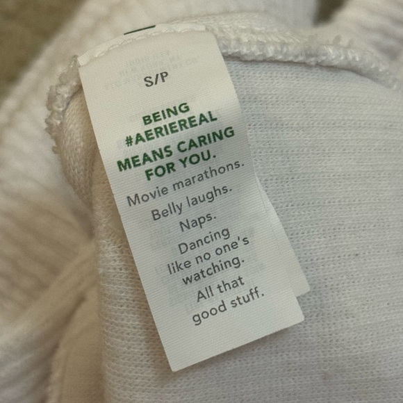 Aerie open collared white ribbed crop t-shirt women’s size small - Picture 8 of 8